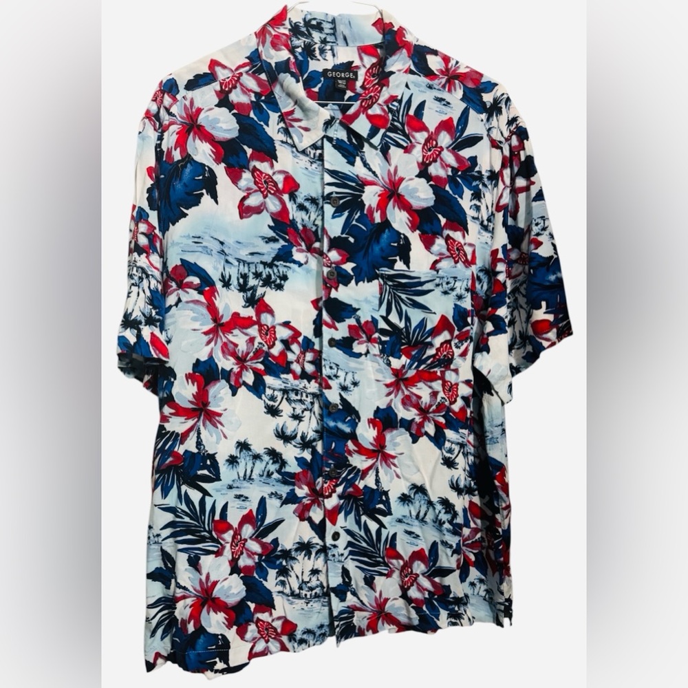 George Red and Blue Floral Casual Shirt